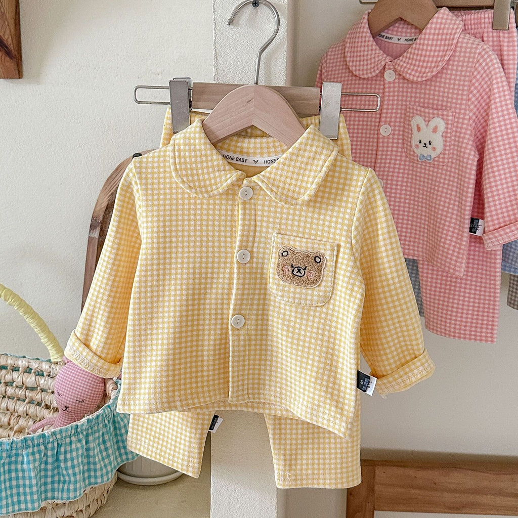 Kids' Brushed Fleece Gingham Pajama Set - view 6