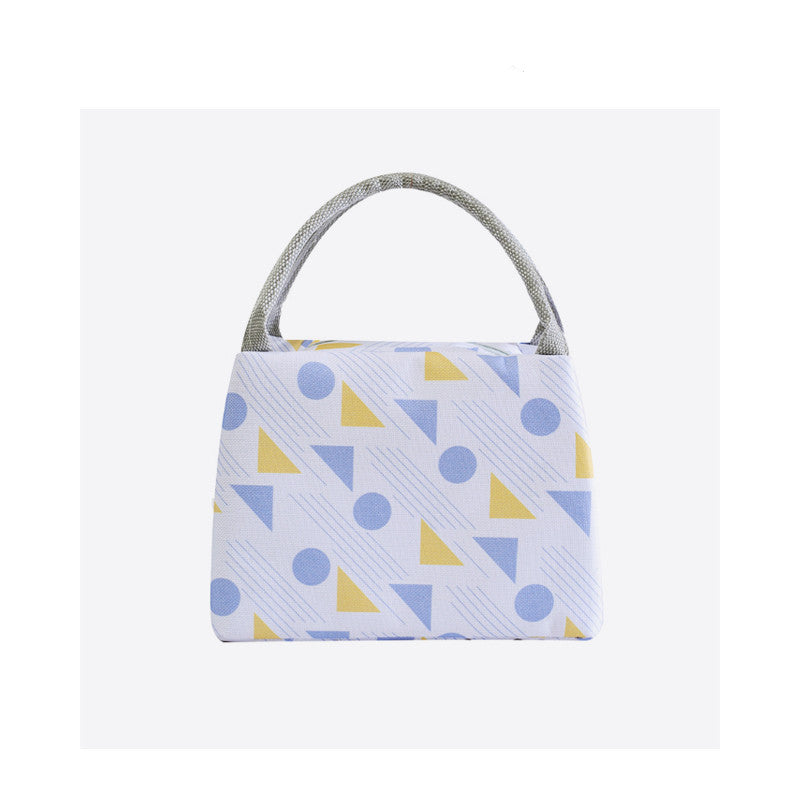 Blue and yellow insulated school lunch bag