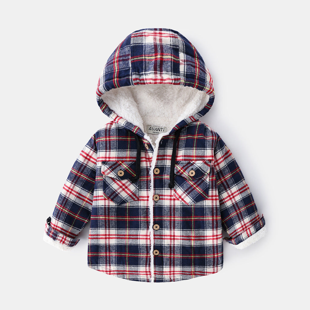 Boys' plaid hooded shirt jacket – view 5