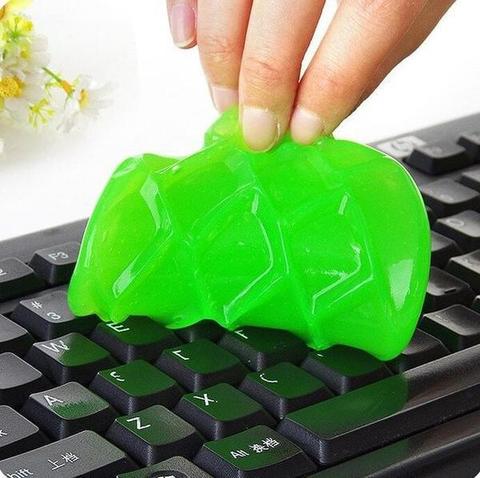 Dust cleaning gel on a keyboard – view 1