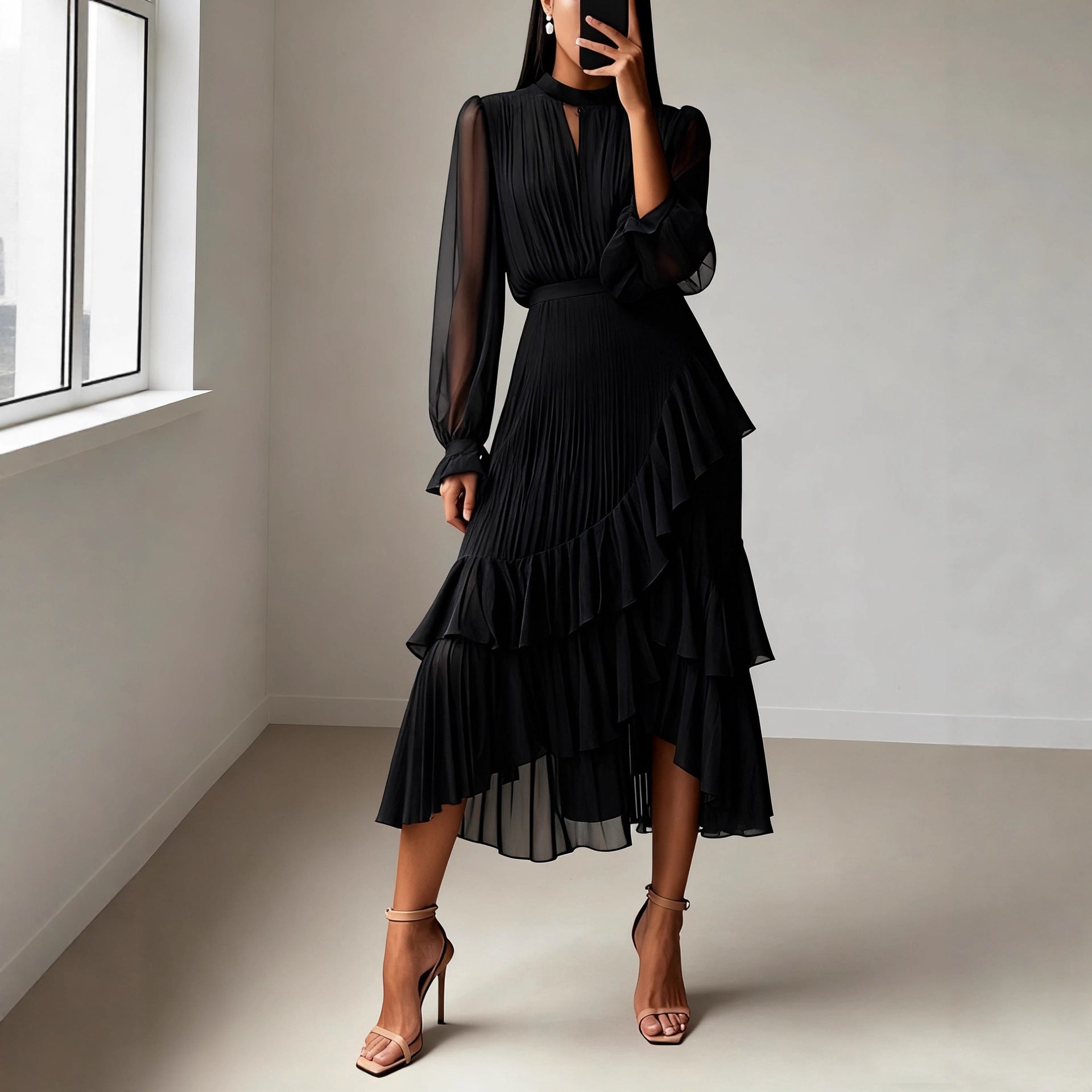 Pleated Midi Dress