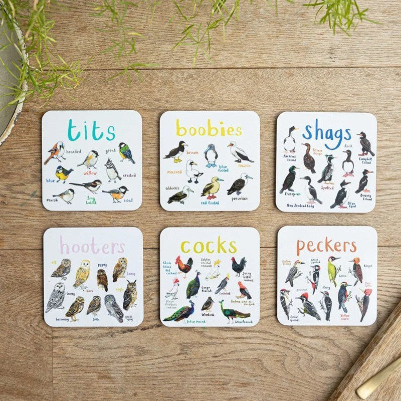 Square bird pun drink coasters – view 3