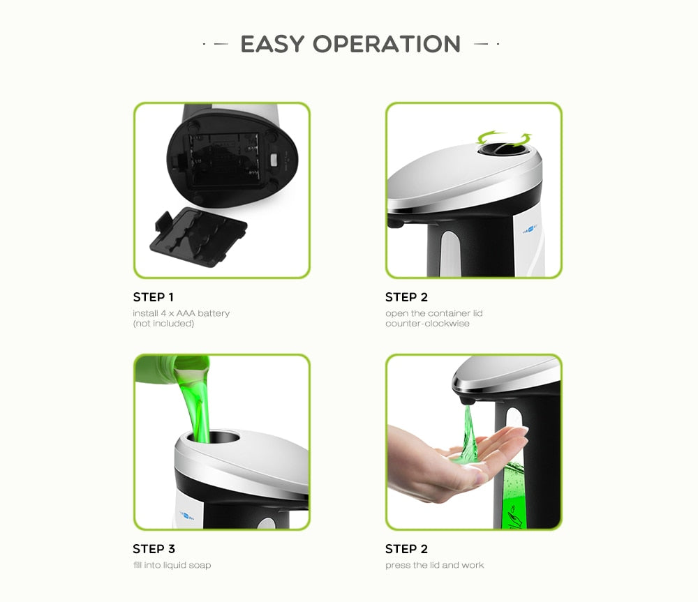 Touchless soap dispenser side view