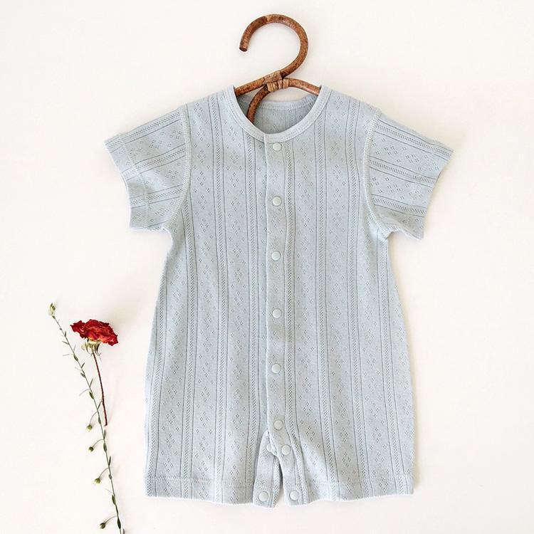Bamboo short sleeve baby romper with front buttons - view 5