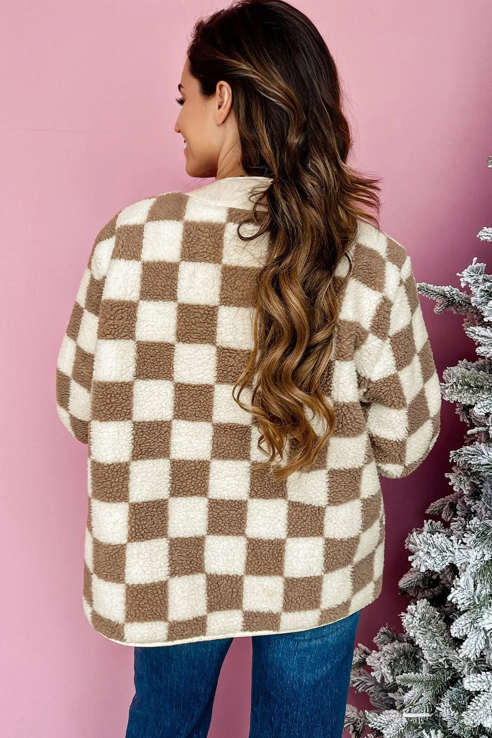 Women's Checkered Sherpa Button-Front Jacket - view 2