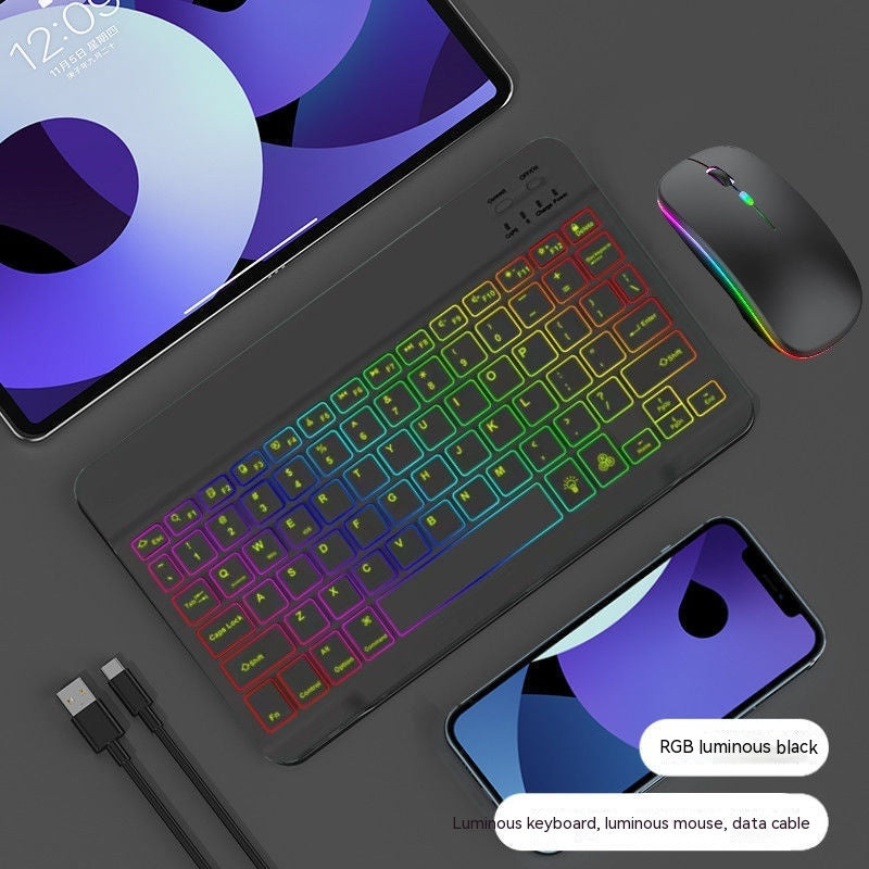 Colourful backlit wireless keyboard and mouse set