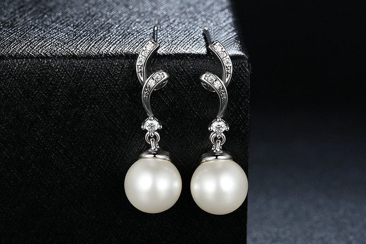 Sterling Silver Pearl Drop Earrings - view 2