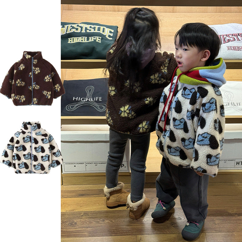 Kids' Printed Sherpa Fleece Zip Jacket - view 6
