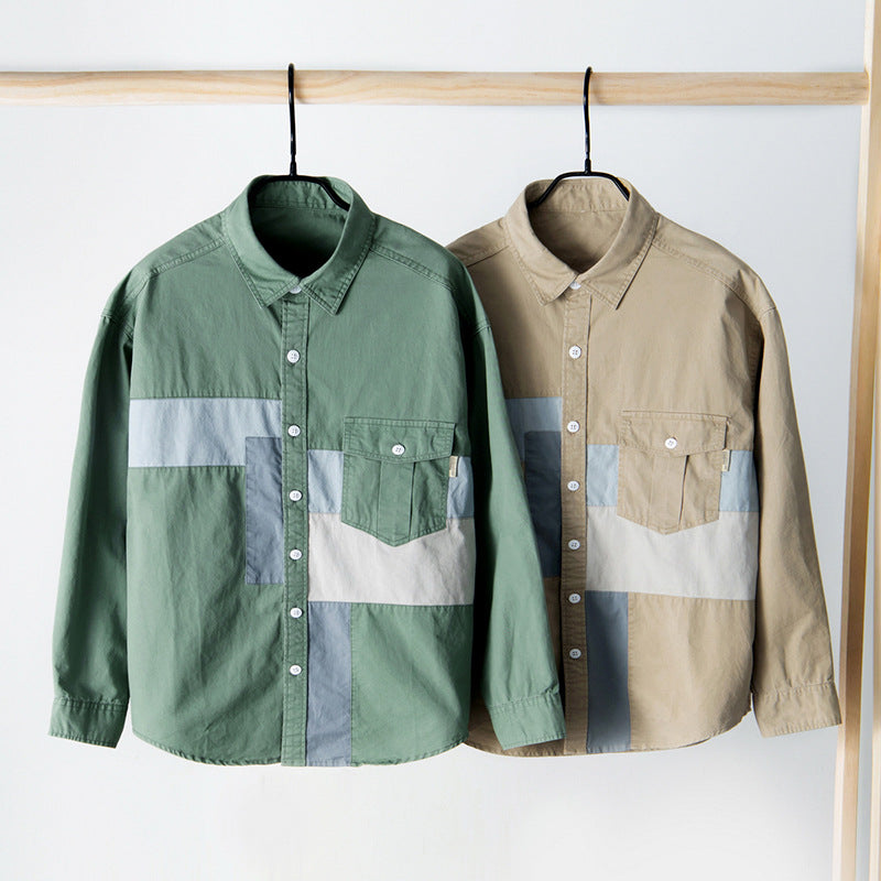 Men's Cotton Patchwork Shirt Jacket
