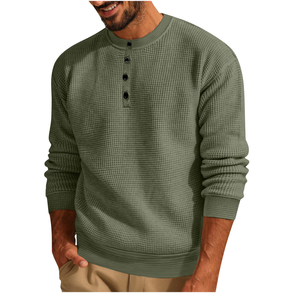Men's Waffle-Knit Long Sleeve Henley - view 7