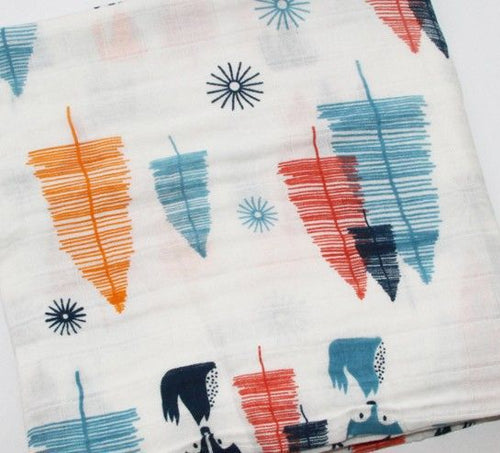 Bamboo muslin baby swaddle blanket, printed pattern - view 2