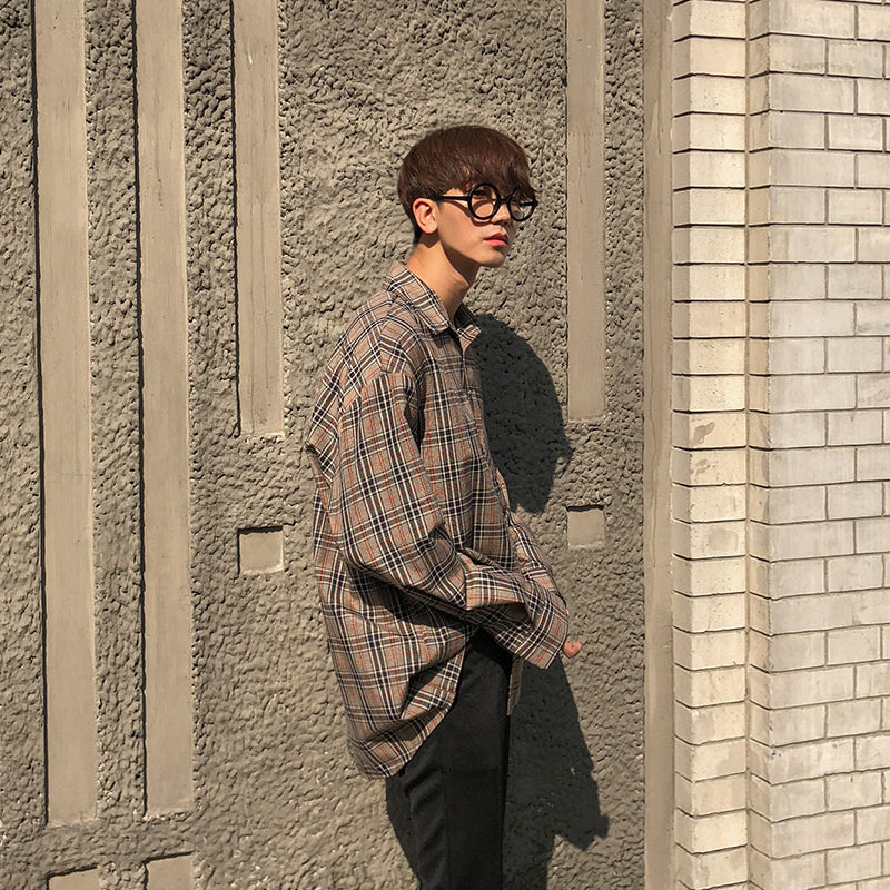 Men's Loose Plaid Long Sleeve Shirt – view 3