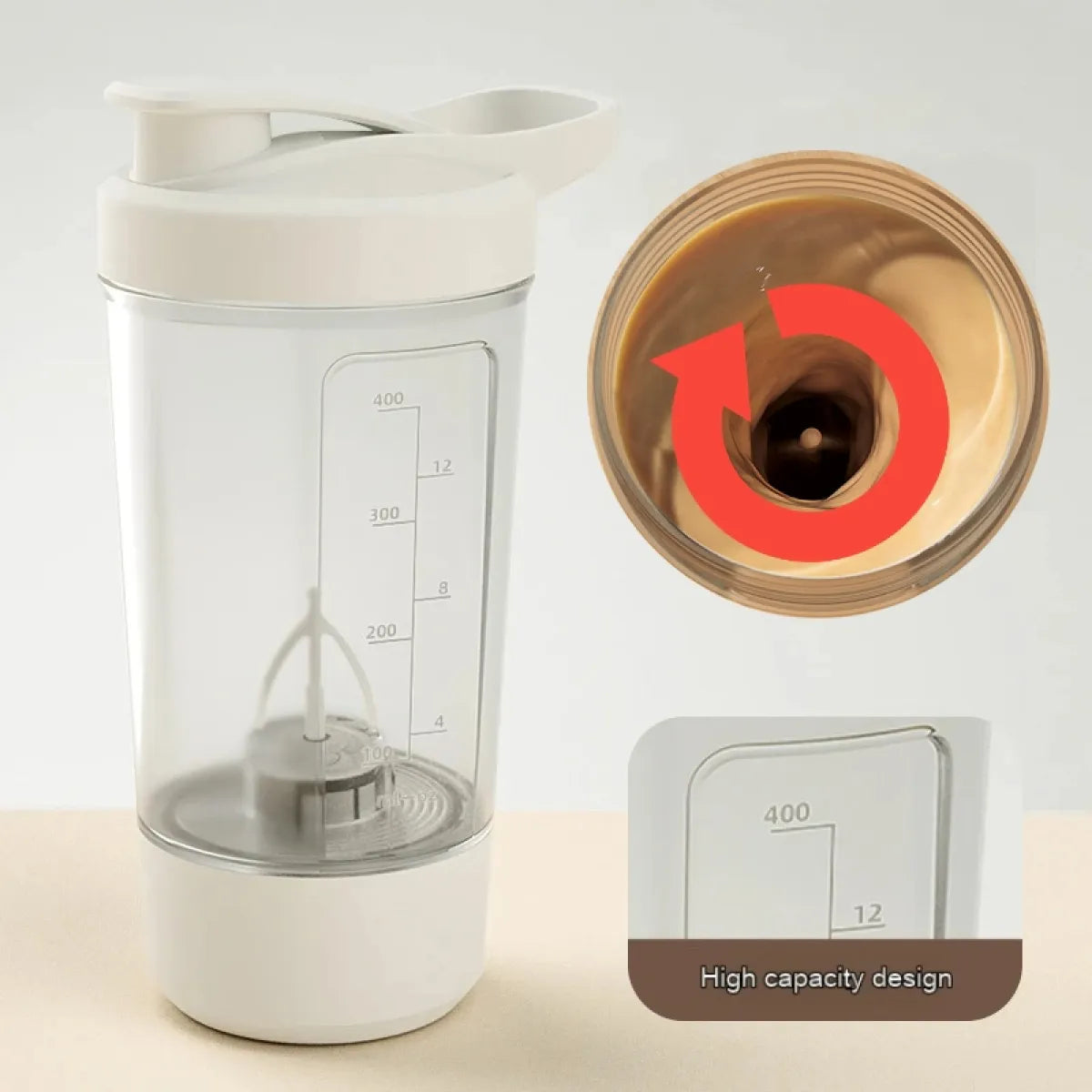 USB rechargeable electric protein shaker bottle 400ml mixing cup