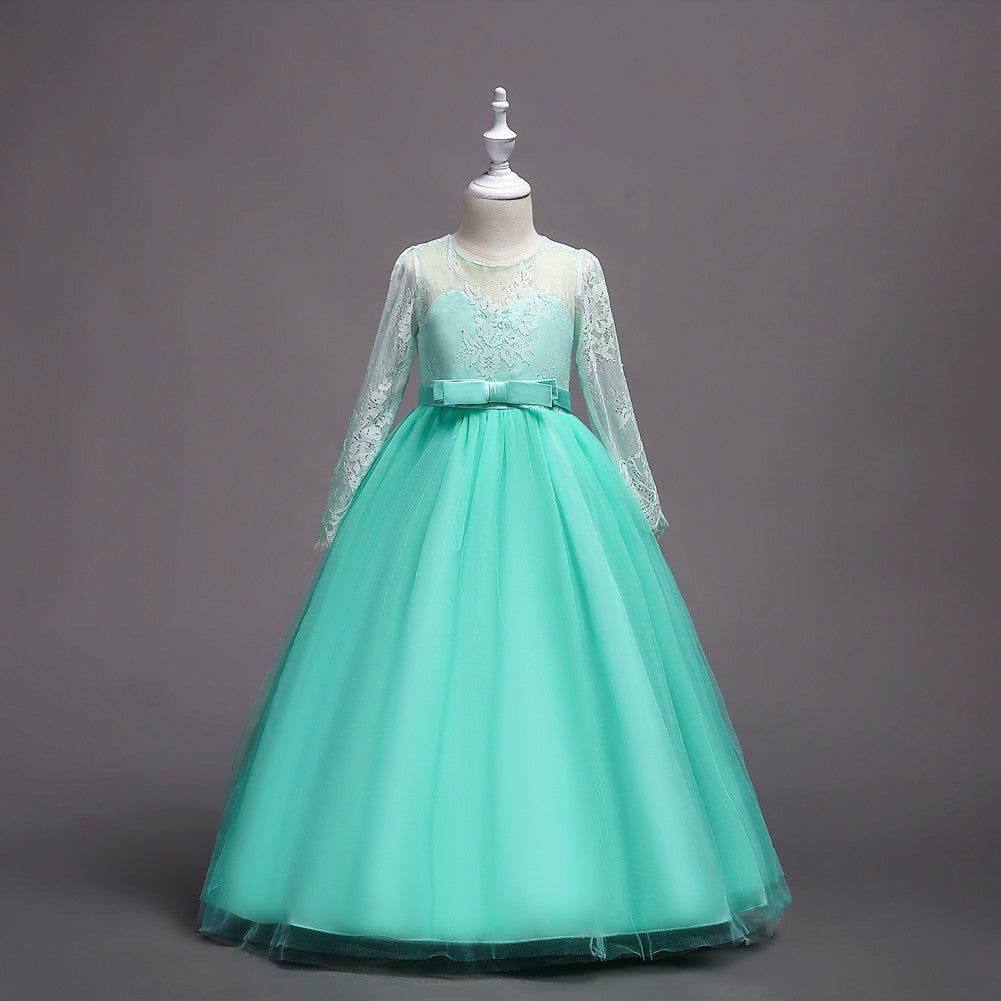Mint green lace tulle flower girl dress