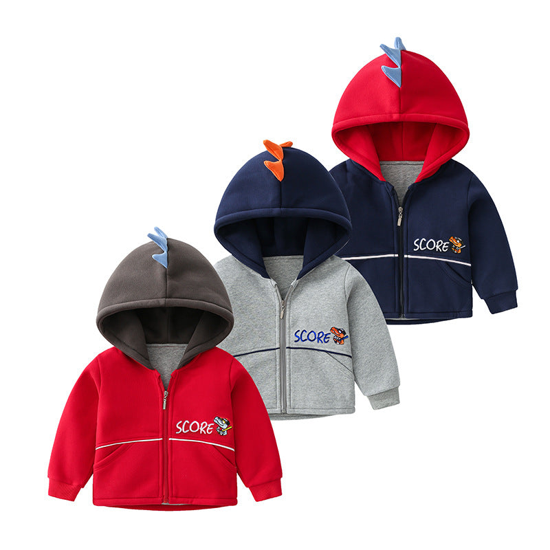 Kids' Dinosaur Spike Hooded Zip Jacket - view 7