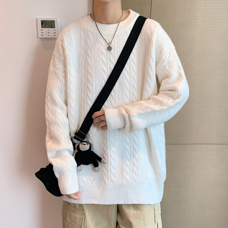 Men's Oversized Cable Knit Crew Neck Sweater - view 3