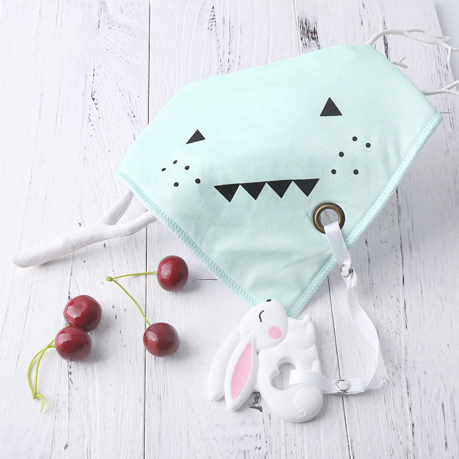 Cotton Bandana Bib with Silicone Teether 3