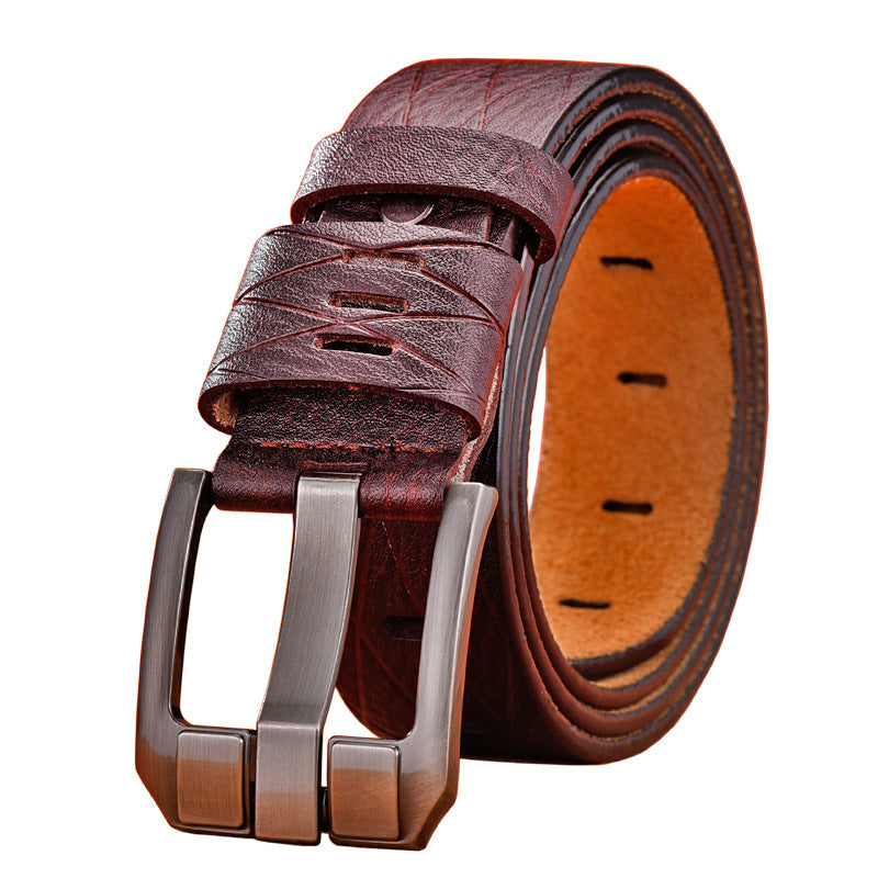 Men's Split Leather Belt with Pin Buckle