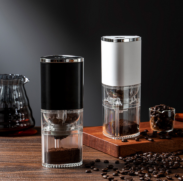White USB rechargeable portable electric coffee bean grinder