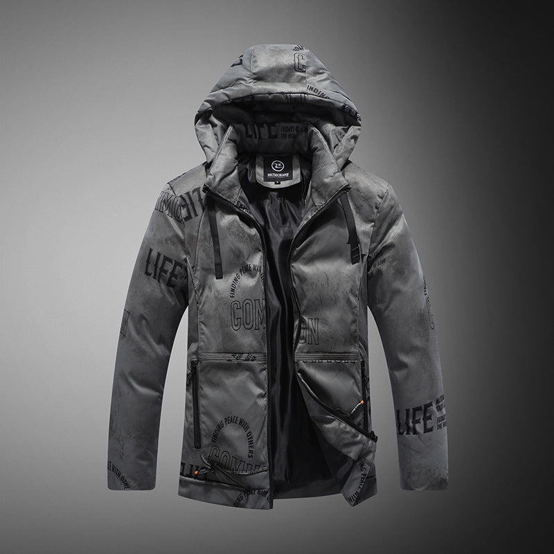 Men's Fleece-Lined Hooded Print Winter Jacket - view 3
