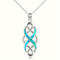 Celtic knot pendant necklace laid flat on light fabric