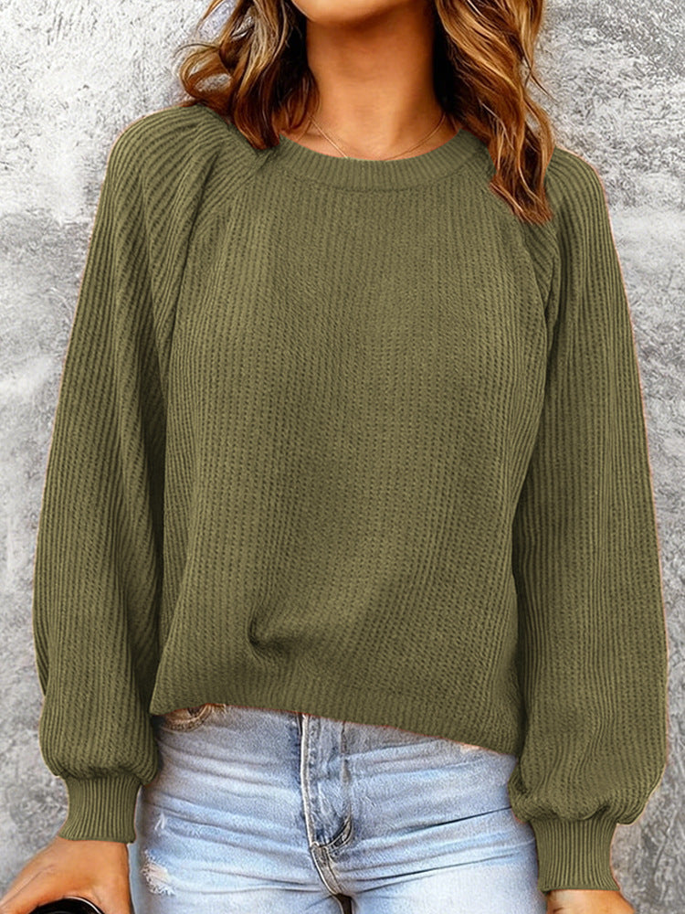 Women's Waffle-Knit Raglan Pullover Top - view 4