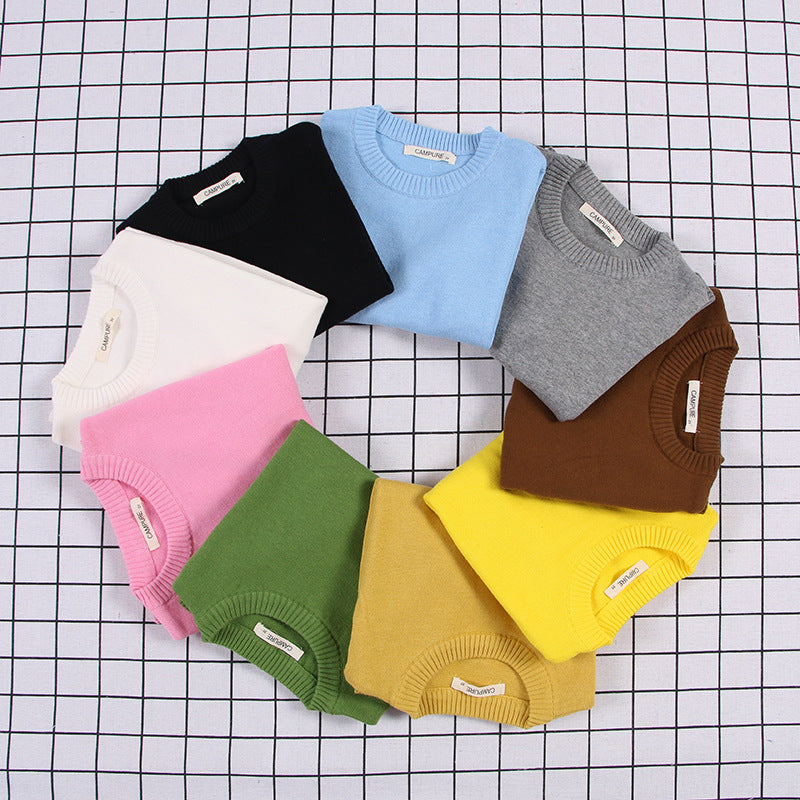 Kids' Solid Knit Crewneck Sweater - view 7