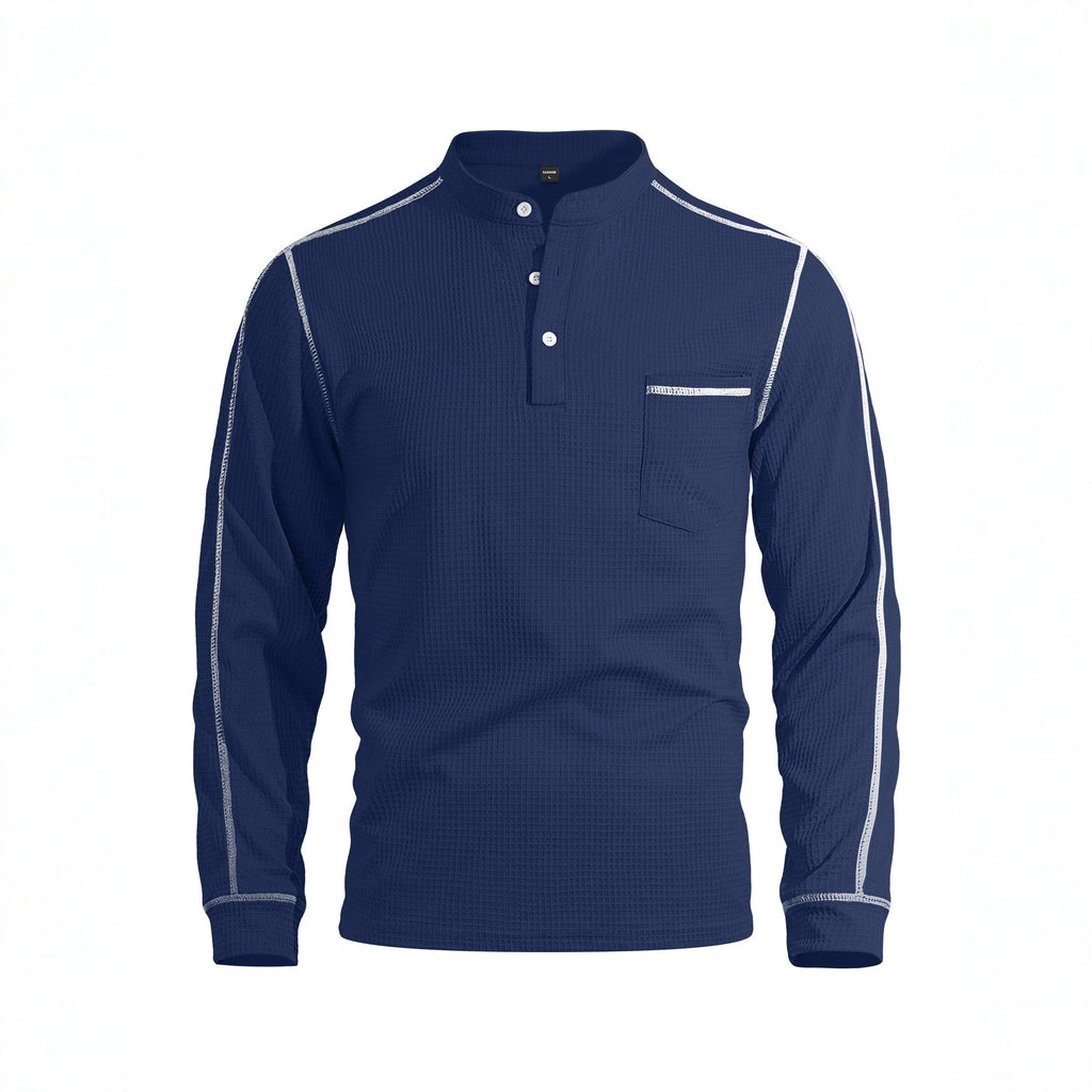 Men's Waffle-Knit Henley Polo Shirt - view 3