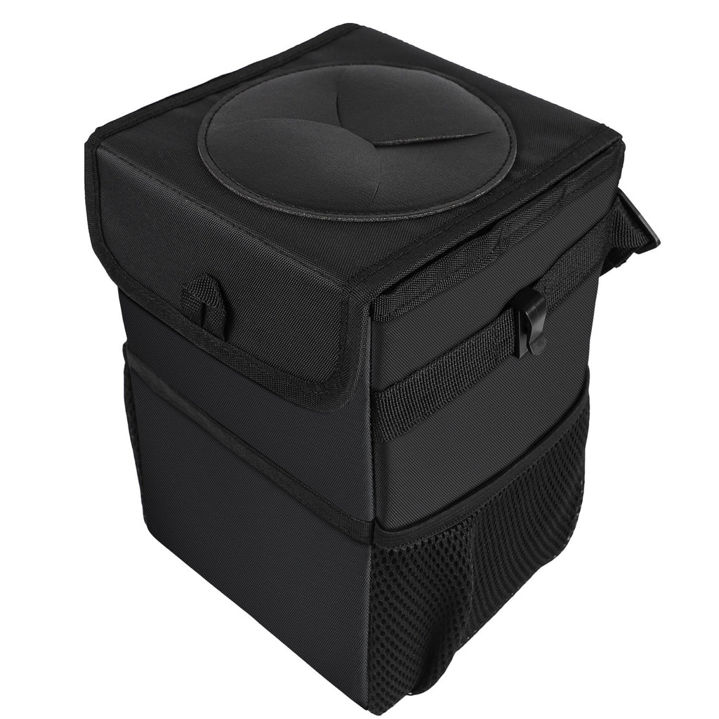 Hanging Car Trash Can with Lid and Pockets - view 5