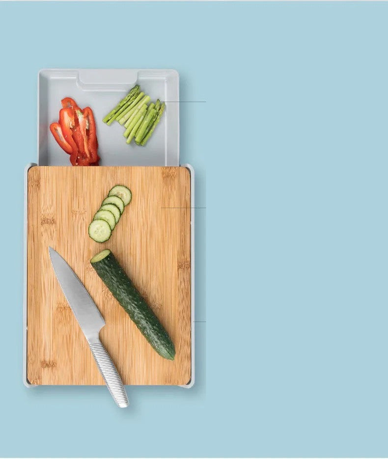 Thick square bamboo cutting board edge