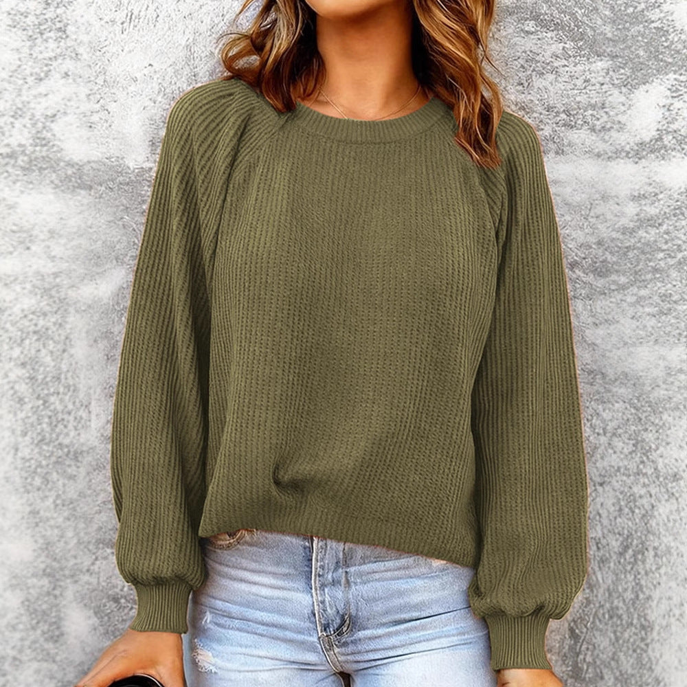 Women's Waffle-Knit Raglan Pullover Top - view 2