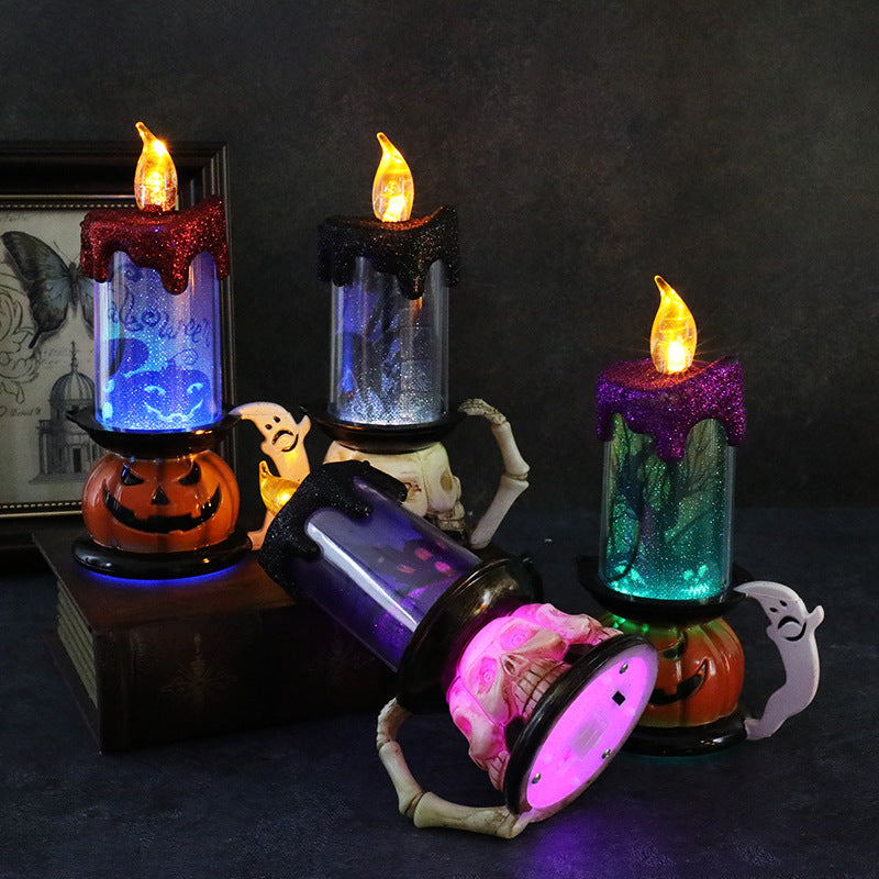 Pumpkin and skull LED candle lantern – view 3