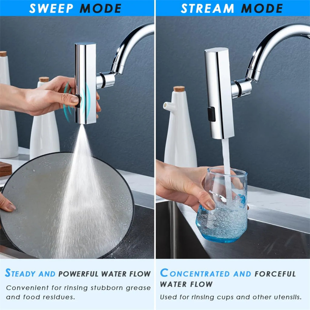Silver 360 degree rotating kitchen faucet bubbler attachment