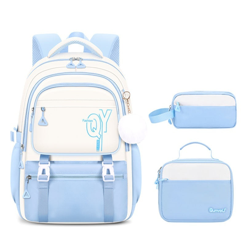 Blue three-piece kids school backpack set