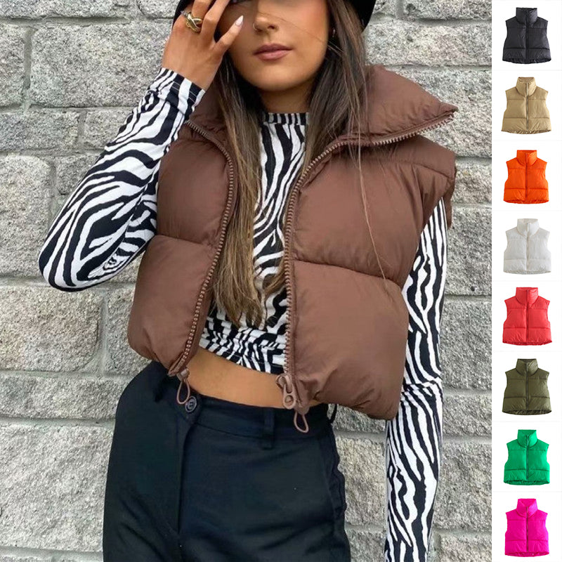 Women's cropped puffer vest – view 1