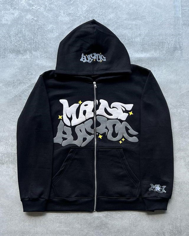 Printed Zip Hoodie