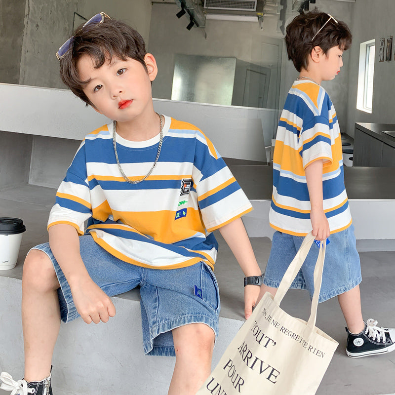 Boys' Striped T-Shirt and Denim Shorts Set