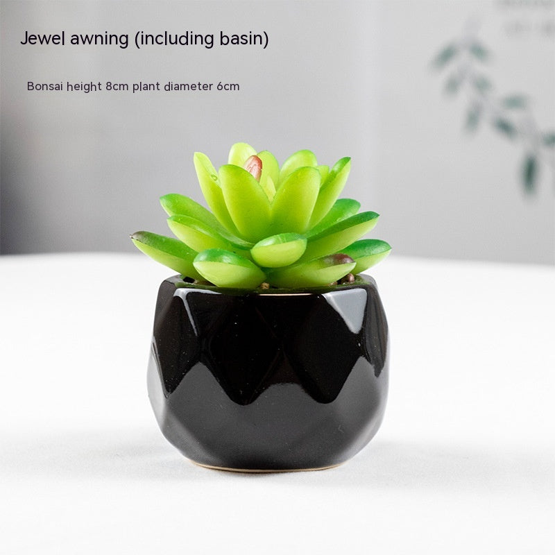 Mini artificial succulent in pot – view 3
