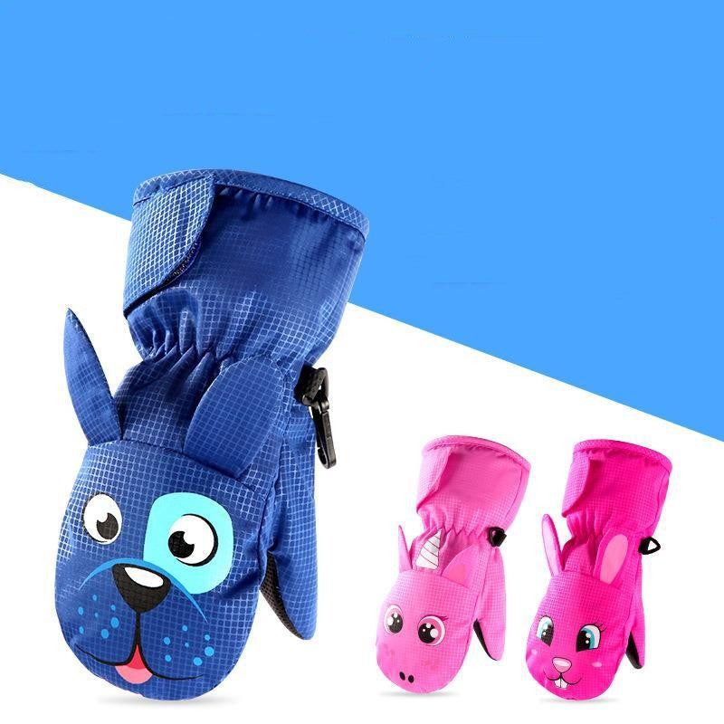 Kids fleece-lined cartoon winter mittens – view 4