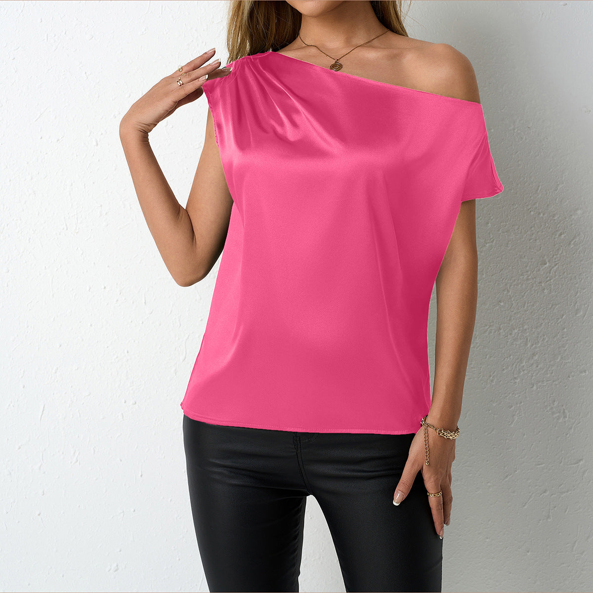 Women's Satin One-Shoulder Top - view 9