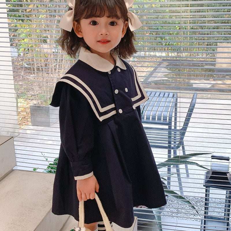 Girls' Sailor Collar Preppy Dress - view 5