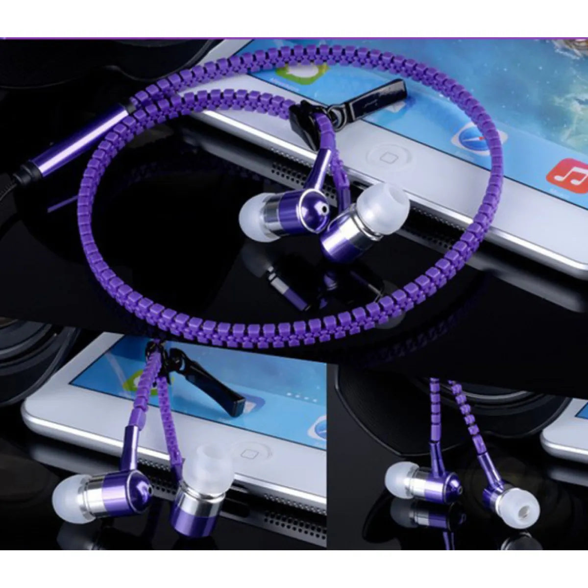 Y2K glowing zipper wired earphones fashion earbuds