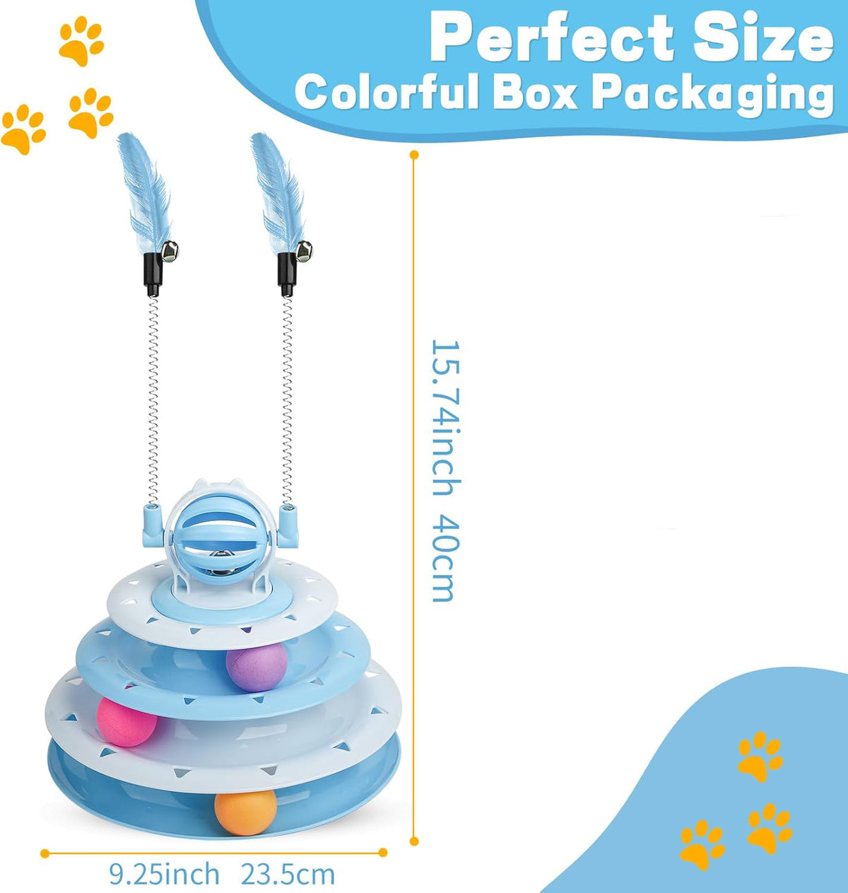 Cat track tower size and packaging
