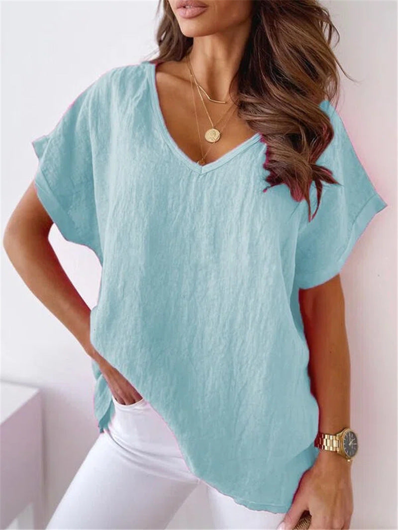 V-Neck Linen Tee detail