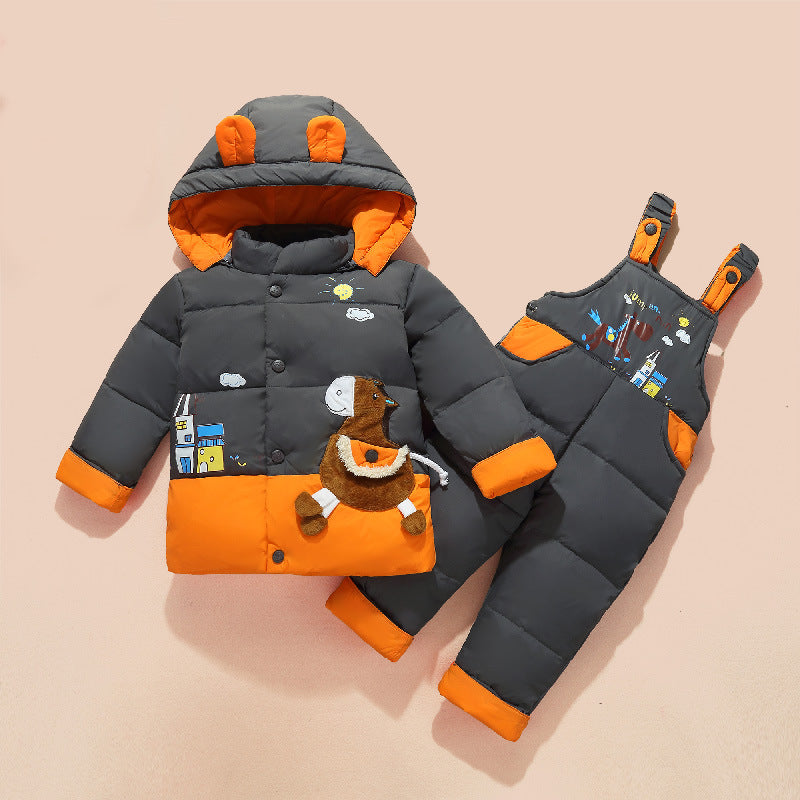 Kids' Hooded Puffer Jacket & Snow Bib Set - view 4