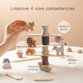 Wooden animal stacking balance blocks – view 1