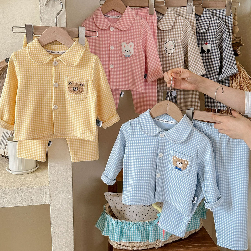 Kids' Brushed Fleece Gingham Pajama Set - view 7