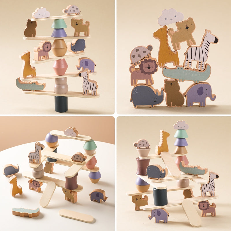Wooden animal stacking balance blocks – view 5