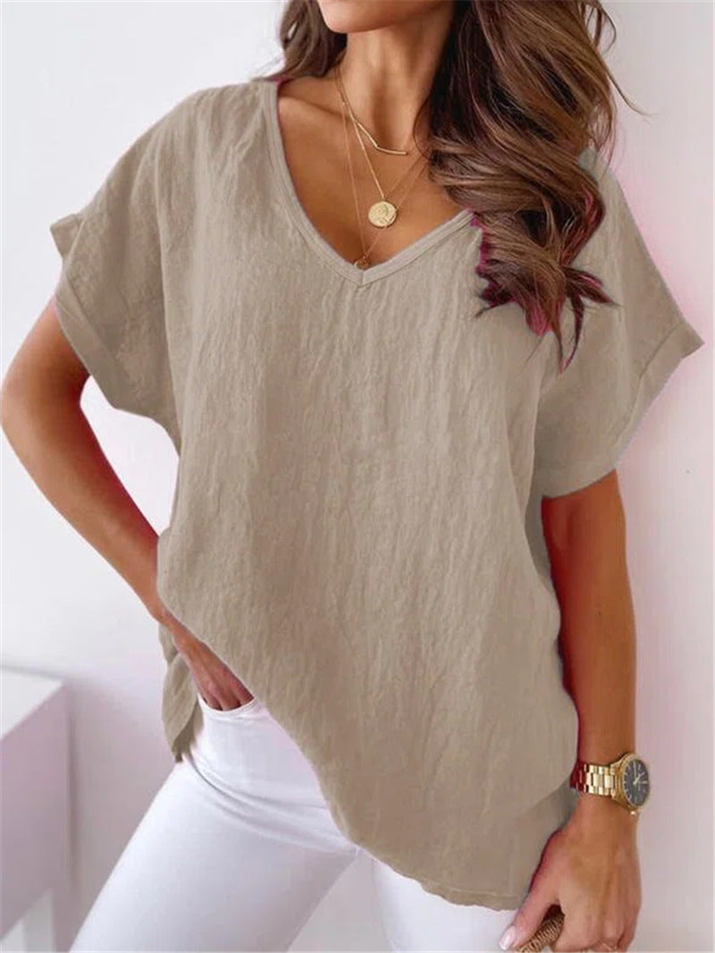 V-Neck Linen Tee view 2