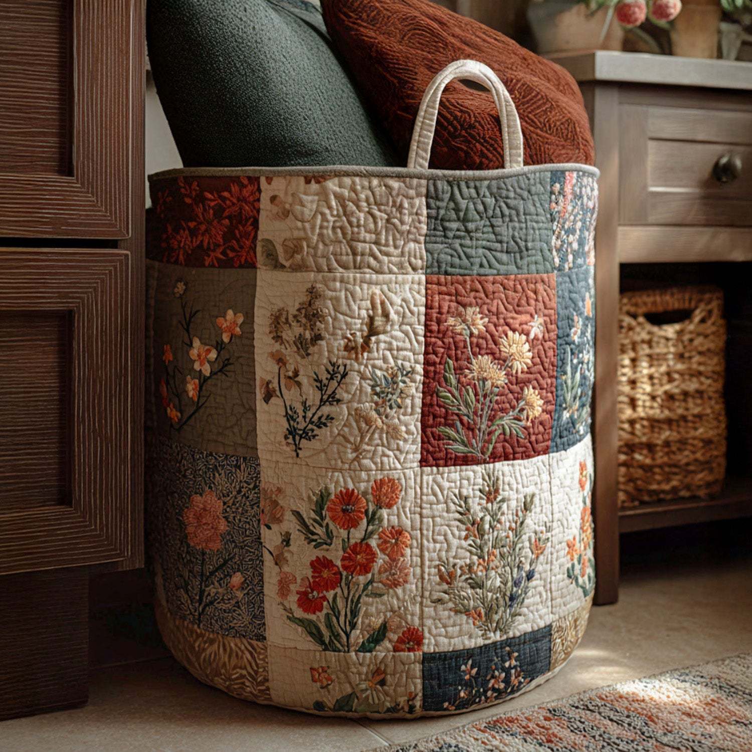 Quilted Laundry Hamper detail